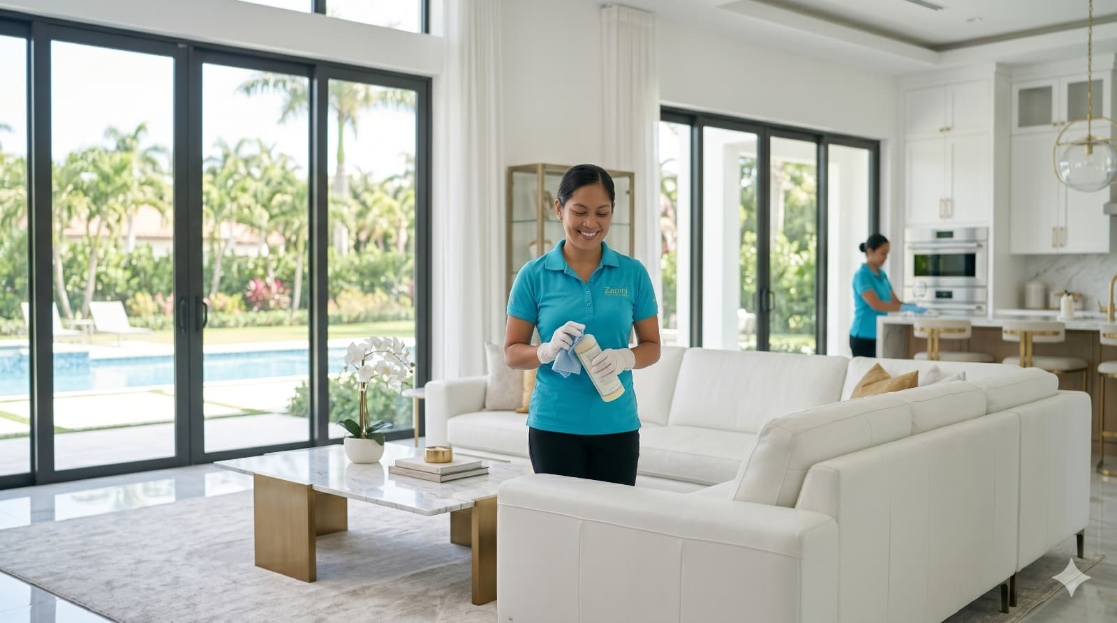 Zanini Services professional cleaning team in luxury Florida home